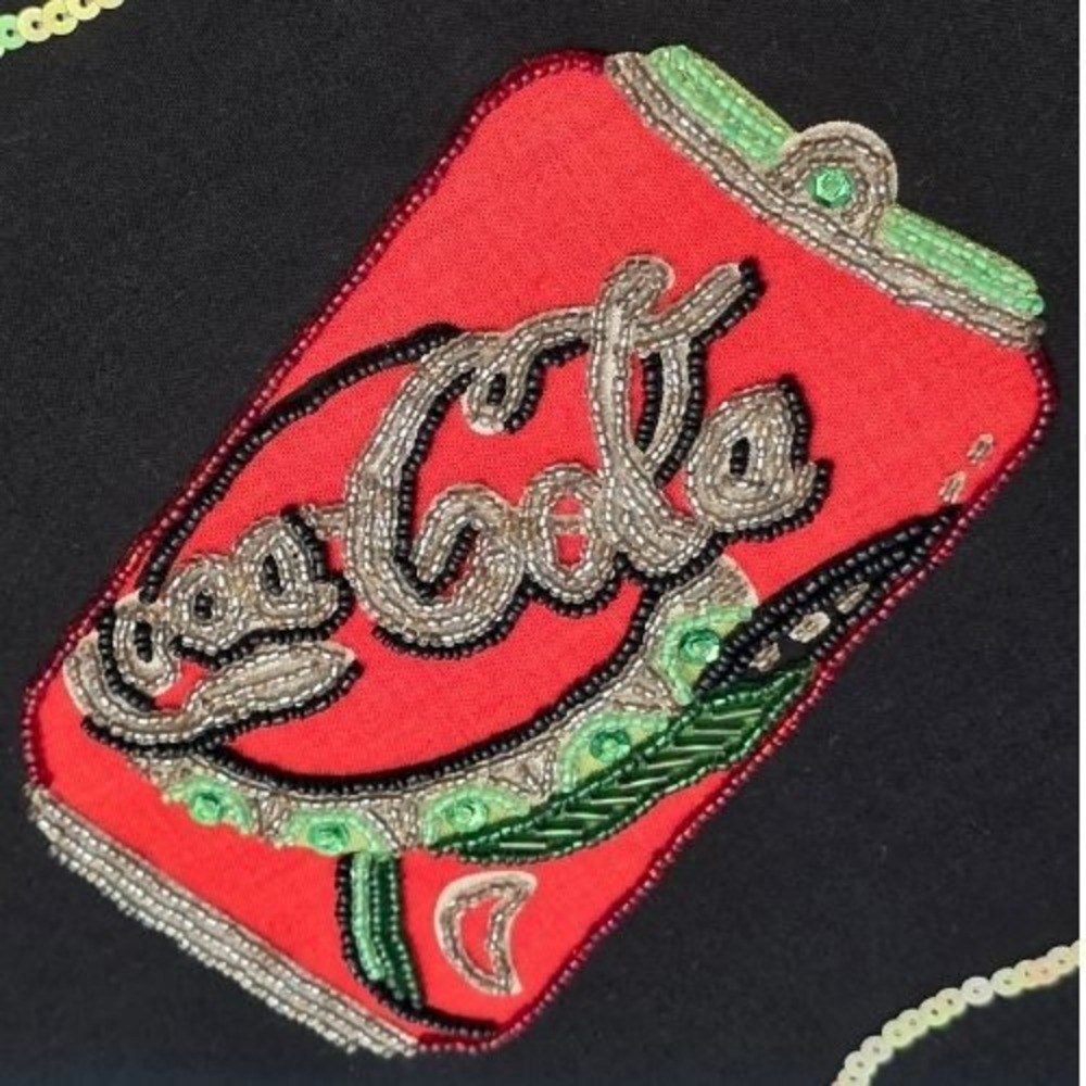 Vintage Rare Bamboo Handle Coca-Cola‎ Beaded Soda Can Handbag Purse Sequins Coke - Picture 4 of 16